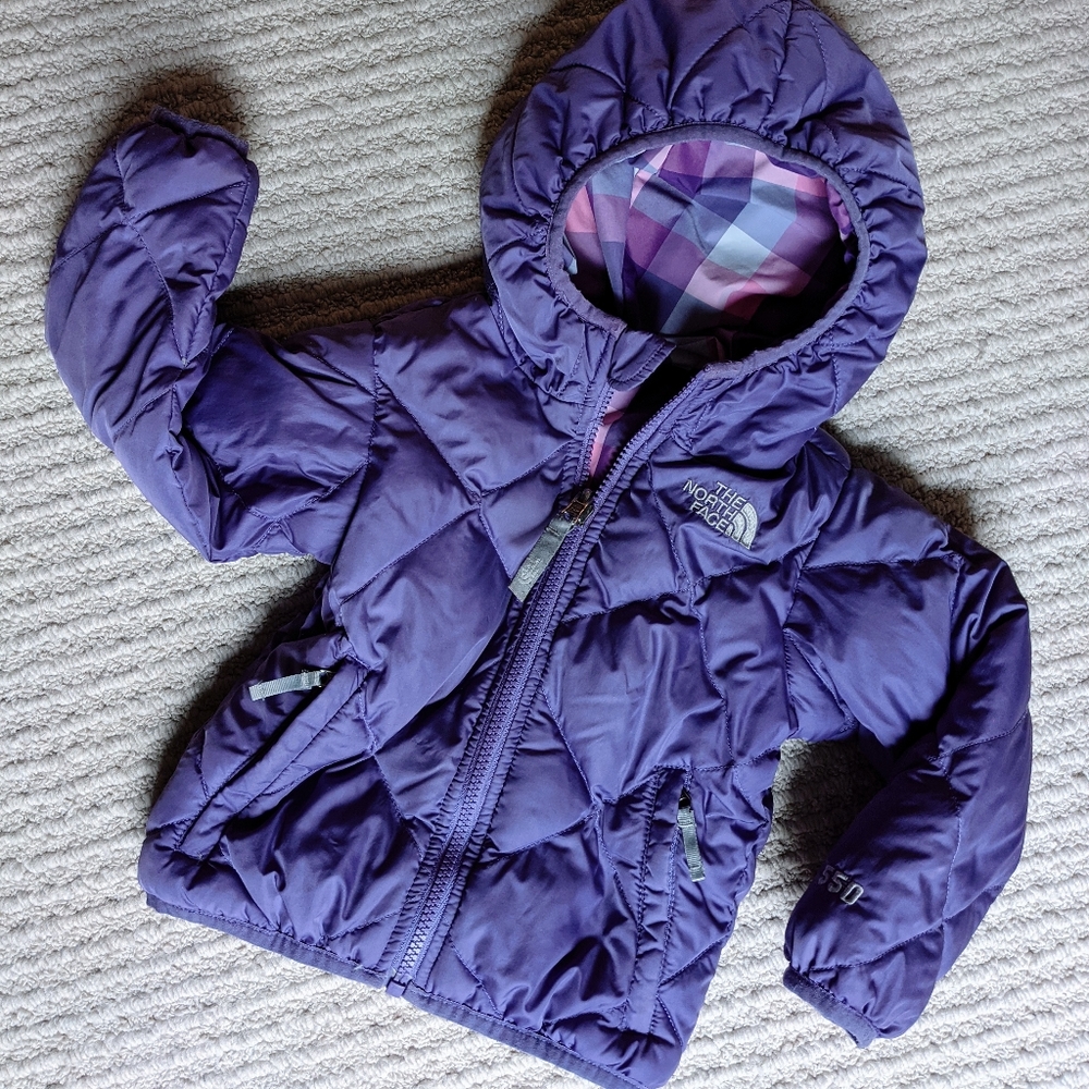 The North Face Toddler 2T Purple Reversible Down Filled Winter Coat